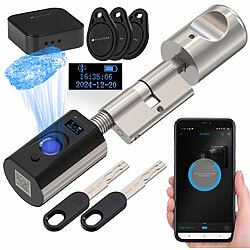 VisorTech Elektronischer Tür-Schließzylinder mit Fingerabdruck, Transponder +GW VisorTech Elektronische Tür-Schließzylinder mit Fingerabdruck-Sensor und Tansponder