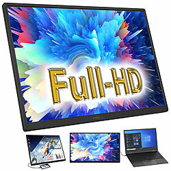 auvisio Mobiler Full-HD-IPS-Monitor mit 18,5"/47 cm, 120 Hz, USB-C, Standfuß auvisio Mobile IPS-Full-HD-Monitore mit Standfuß 