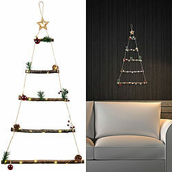 infactory Deko-Holzleiter mit 30 LEDs, Weihnachtsbaum-Form zum Aufhängen, 60 cm infactory Deko-Holzleitern in Weihnachtsbaum-Form