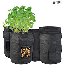Royal Gardineer 10er-Set Pflanzen-Wachstumssäcke, je 10 l, Tragegriffe, Sichtfenster Royal Gardineer Pflanzen-Wachstumssäcke-Sets