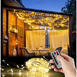 Lunartec Outdoor-Lichtervorhang, 300 LEDs, Fernbedienung, 3x3 m, warmweiß, IP44 Lunartec Outdoor-LED-Lichtervorhänge