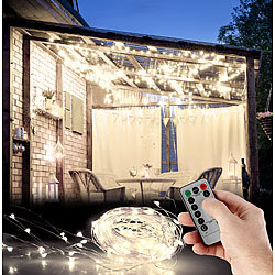 Lunartec Outdoor-Lichtervorhang, 300 LEDs, Fernbedienung, 3 x 3 m, weiß, IP44 Lunartec Outdoor-LED-Lichtervorhänge