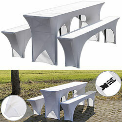 infactory 3-teiliges Stretch-Hussen-Set für Biertischgarnitur, weiß infactory Hussen für Biertischgarnitur 