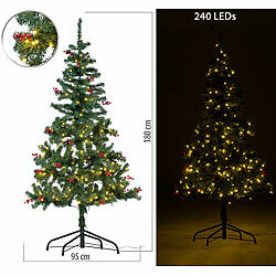 infactory Weihnachtsbaum mit roten Beeren, 180 cm, 364 Zweige, 240 LEDs infactory Weihnachtsbäume mit LED-Beleuchtung