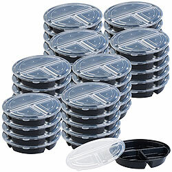 Rosenstein & Söhne 40er-Set Lebensmittel-Boxen mit 3 Fächern und Deckeln, 900 ml, rund Rosenstein & Söhne Lunchbox-Sets