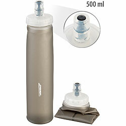 Speeron Faltbare Trinkflasche mit geradem Boden, BPA-frei, 500 ml, anthrazit Speeron Faltbare Trinkflaschen mit großer Öffnung
