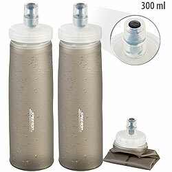 Speeron 2er-Set Faltbare Trinkflaschen, gerader Boden, 300 ml, anthrazit Speeron Faltbare Trinkflaschen mit großer Öffnung