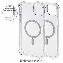 Xcase 2er-Set Transparente MagSafe-Hybrid-Hülle iPhone 15 Plus, Polycarbonat Xcase Transparente MagSafe-Hybrid-Hülle für iPhone 15