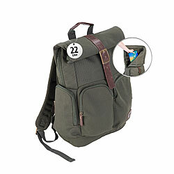 Xcase Rolltop-Business-Rucksack mit großem Eck-Reißverschluss, 22 l, grün Xcase Rolltop-Canvas-Rucksäcke mit gepolstertem Laptop-Fach und Eck-Reißverschluss