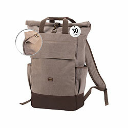 Xcase Kompakter Rolltop-Canvas-Rucksack, Laptopfach, Reißverschluss, 30 l Xcase Rolltop-Canvas-Rucksäcke mit gepolstertem Laptop-Fach