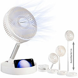 PEARL 2in1-Akku-Tisch- & Standventilator, ausziehbar bis 1 m, 8,5h, 4000 mAh PEARL Ausziehbare 2in1-Akku-Tisch- und Standventilatoren