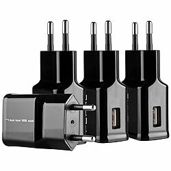 PEARL 4er-Set kompakte USB-Netzteile, USB-A, 5 V, 2,1 A / 10,5 W, schwarz PEARL USB-Netzteile für Steckdose