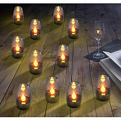 Lunartec 12er-Set Solar-LED-Windlichter "Luna" mit nachgebildeter Kerzenflamme Lunartec Solar-LED-Windlichter mit nachgebildeter Flamme