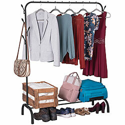 Carlo Milano Freistehende Kleiderstange mit 8 Haken, 110 x 146 x 41 cm, schwarz Carlo Milano Freistehende Kleiderstangen