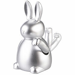infactory Winke-Hase mit 20 cm Höhe, Batteriebetrieb, Ein/Aus-Schalter, silbern infactory Batteriebetriebene Winke-Hasen