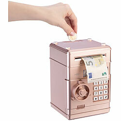 infactory 2er-Set Elektrische Kinder-Spardose, in Tresor-Form, Zahlencode, rosa infactory Elektrische Tresor-Spardosen