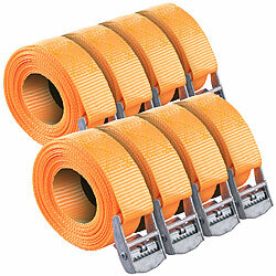 AGT 8er-Set Zurr-/Spanngurte, Klemmverschluss, 2,5 cm x 6m, DIN EN 12195-2 AGT Spanngurte mit Klemmverschluss 