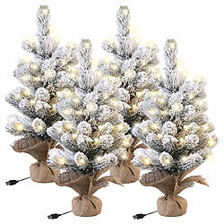 infactory 4er-Set Deko-Weihnachtsbaum mit Schnee, 50 LEDs, 56 cm, USB-Betrieb infactory Deko-Weihnachtsbäume mit LED-Beleuchtung und USB-Stromversorgung