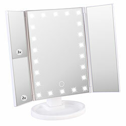 Sichler Beauty Falt-Schminkspiegel mit LED-Beleuchtung, 3x/2x/1x-Vergrößerung, weiß Sichler Beauty Falt-Schminkspiegel mit LED-Beleuchtung