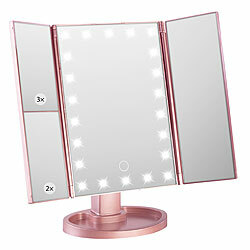 Sichler Beauty Falt-Schminkspiegel mit Beleuchtung, 3x/2x/1x-Vergrößerung, roségold Sichler Beauty Falt-Schminkspiegel mit LED-Beleuchtung