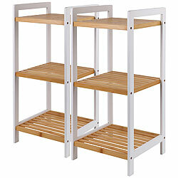 Rosenstein & Söhne 2er-Set Bambusregal, 3 Ablagen, 30 x 70 x 30 cm, weiß/bambus Rosenstein & Söhne Bambus-Standregale