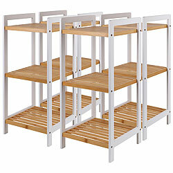 Rosenstein & Söhne 4er-Set Bambusregal, 3 Ablagen, 30 x 70 x 30 cm, weiß/bambus Rosenstein & Söhne Bambus-Standregale