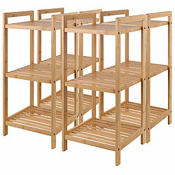 Rosenstein & Söhne 4er-Set Bambus-Standregal mit 3 Ablagen, 30 x 30 x 70 cm, bambus Rosenstein & Söhne Bambus-Standregale