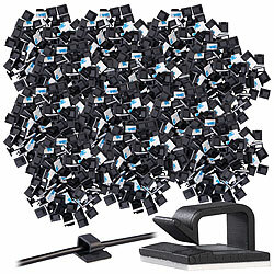 General Office 400er-Set selbstklebende Kabelhalter, für innen und außen, schwarz General Office Kabelführungs-Clips