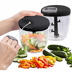 Rosenstein & Söhne 2er-Set manuelle Zerkleinerer & Gemüseschneider, Zugkordel, 5 Klingen Rosenstein & Söhne Manueller Zerkleinerer Gemüseschneider mit Zugkordel, Klingen