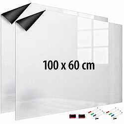 infactory 2er-Set magnetische Whiteboard-Folien,100x60cm,selbstklebend,4 Marker infactory Magnetische Whiteboard-Folien