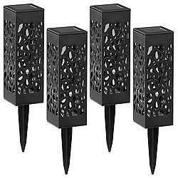 Lunartec 4er-Set Solar-LED-Laternen, Effekt-Muster, Lichtsensor, warmweiß, IP44 Lunartec Solar-LED-Laternen mit Dämmerungssensor
