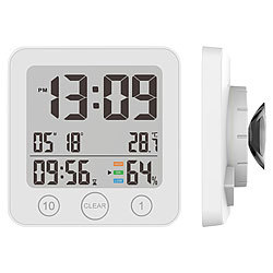 infactory Digital-Badezimmer-Uhr, Thermo-/Hygrometer, LCD, Versandrückläufer infactory Digitale Badezimmer-Wanduhren mit Thermometer & Hygrometer