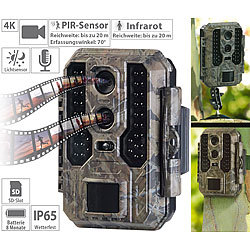VisorTech 4K-Wildkamera mit Dual-Linse, IR-Nachtsicht, PIR-Bewegungssensor, IP65 VisorTech