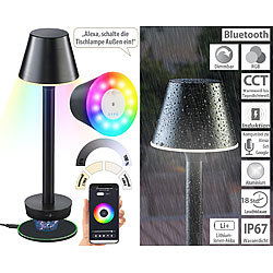 Lunartec Smarte Outdoor-Tischlampe, RGB-CCT-LEDs, App, Bluetooth, 40 lm, IP67 Lunartec Outdoor-Tischlampen mit RGB-CCT-LEDs, App