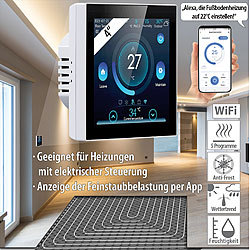 revolt WLAN-Fußbodenheizung-Thermostat mit Touchdisplay, Feinstaub-Anzeige revolt WLAN-Raumthermostate