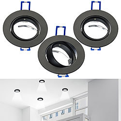 Luminea 6er-Set Alu-Einbaustrahler-Rahmen, schwarz, inklusive LED-Spots Luminea Lampen-Einbaufassungen