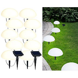 Lunartec Solar-Bodenlichterkette mit 5 warmweißen Halbkugeln, 2er-Set Lunartec Solar-Bodenlichterketten mit Leuchthalbkugeln