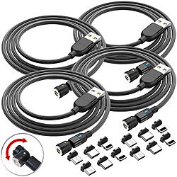 Callstel USB-Kabel, magnetischer Stecker für USB-C, Micro USB, Lightning, 4er Callstel Magnetische USB-Ladekabel