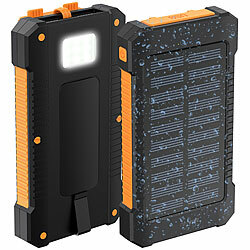 revolt Solar-Powerbank, 8.000 mAh, 2x USB 2A, Typ-C-Input, IP65, LED-Lampe revolt