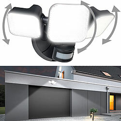 Luminea High-Power-Außenwand-LED-Sicherheitsleuchte, PIR-Sensor, 4400 lm, IP65 Luminea LED-Außenstrahler mit Bewegungs- und Dämmerungssensoren