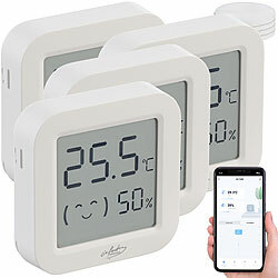 infactory 4er-Set Mini-Thermo-/Hygrometer, Komfort-Anzeige, LCD, Bluetooth, App infactory Mini-Thermo- und Hygrometer mit Komfort-Anzeige und App
