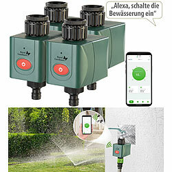 Royal Gardineer 4er-Set WLAN-Bewässerungscomputer mit Ventil, App-Wetterdatenabgleich Royal Gardineer WLAN-Bewässerungscomputer mit App