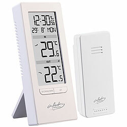 infactory Digitale Temperaturstation mit Innen-/Außenthermometer, Funkuhr, weiß infactory Digitale Temperaturstationen mit Innen- und Außenthermometer und Funkuhr