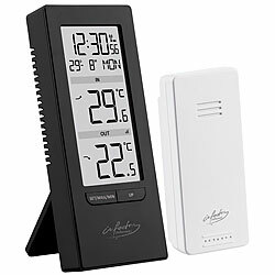 infactory Digitale Temperaturstation, Innen-/Außenthermometer, Funkuhr, schwarz infactory Digitale Temperaturstationen mit Innen- und Außenthermometer und Funkuhr 