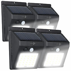 Lunartec 4er-Set Solar-LED-Wandleuchten mit Bewegungsmelder, 100 Lumen, IP44 Lunartec LED-Solar-Fluter mit Bewegungsmelder