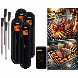 Rosenstein & Söhne 4er-Set kabellose smarte Fleisch-, Braten- & Grill-Thermometer,BT5,App Rosenstein & Söhne 
