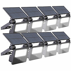 Luminea 8er-Set Solar-LED-Wandfluter mit Bewegungssensor, 400 lm, 1.200 mAh Luminea LED-Solar-Fluter mit Bewegungsmelder