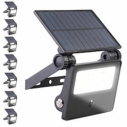 Luminea 8er-Set Solar-LED-Wandfluter mit Bewegungssensor, 700 lm, 1.800 mAh Luminea LED-Solar-Fluter mit Bewegungsmelder