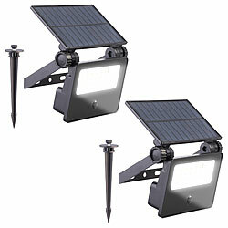 Luminea 2er-Set Solar-LED-Gartenstrahler mit Bewegungssensor, 400 lm, 1.200 mA Luminea Solar-LED-Gartenstrahler mit Bewegungsmelder
