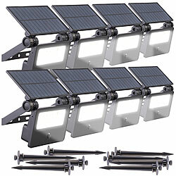 Luminea 8er-Set Solar-LED-Gartenstrahler mit Bewegungssensor, 400 lm, 1.200 mA Luminea Solar-LED-Gartenstrahler mit Bewegungsmelder